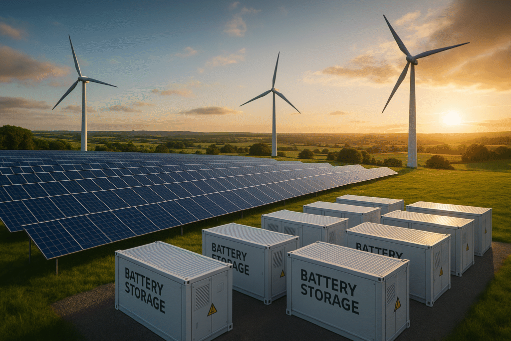Utility-scale solar and battery storage installation